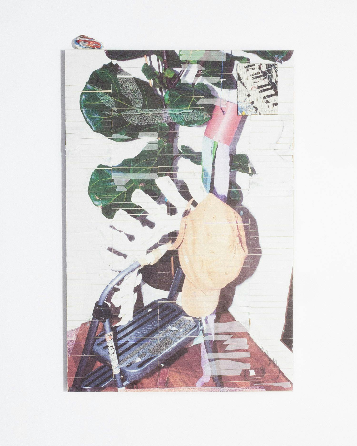 “Sad Brontosaurus”, Inkjet prints, tape, cardboard, resin, 40"x60", 2023